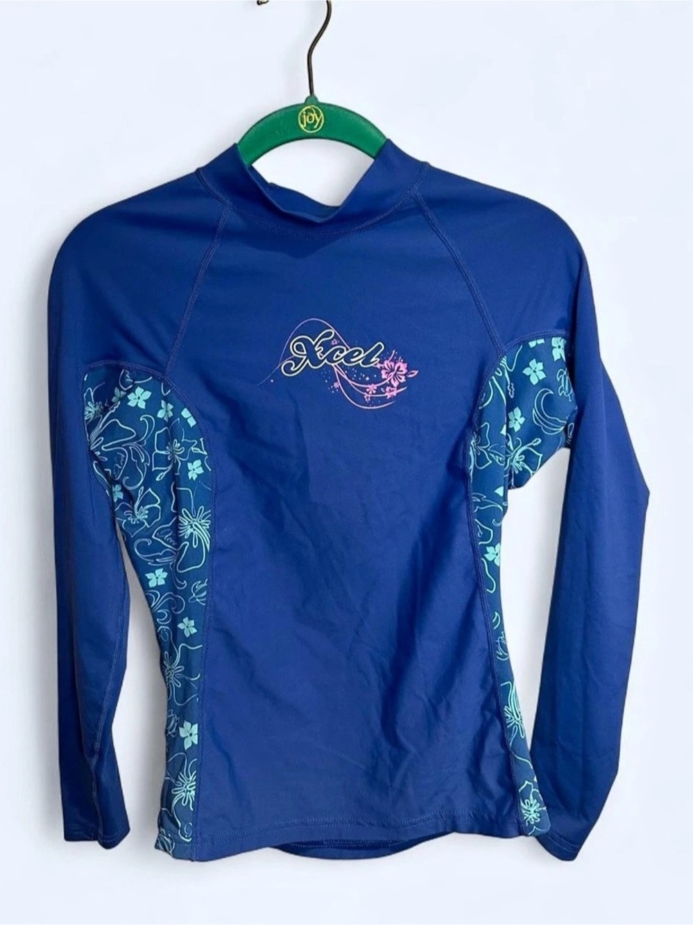 Xcel Long Sleeve Floral Swim Top in Blue Size 12 Like New
